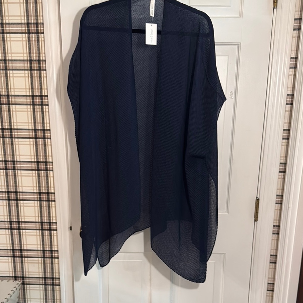 Blue Asymmetrical Kimono/Swim Coverup - Picture 4 of 6